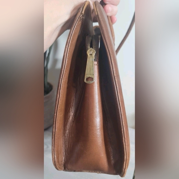 Vintage 70s Matador and Bull Elegant Brown Tooled Leather Bag Purse - Picture 7 of 8